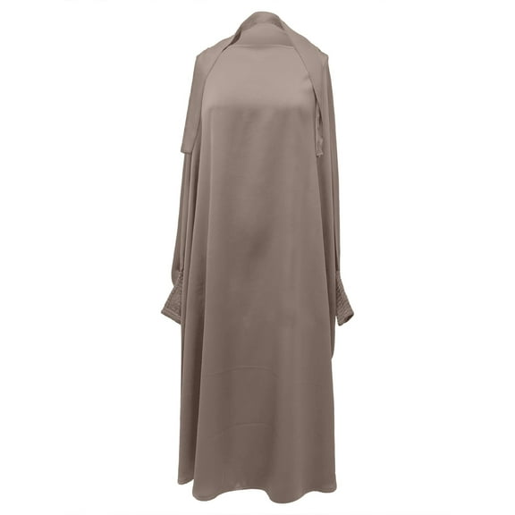 XXWXYD Toddler Musli𝗆 Dress, Solid Abaya Hijab Long Sleeve Dresses with Bow Tie Skirts for Kids Girls, Modest Comfy Prayer Outfit Eid Fashion