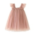 thumbnail image 1 of XXWXYD Toddler Princess Tulle Dress Fluffy Pom Dance Dress Fly Sleeve Birthday Party Tutu Outfit Soft Layered Baptism Photoshoot Gown, 1 of 5