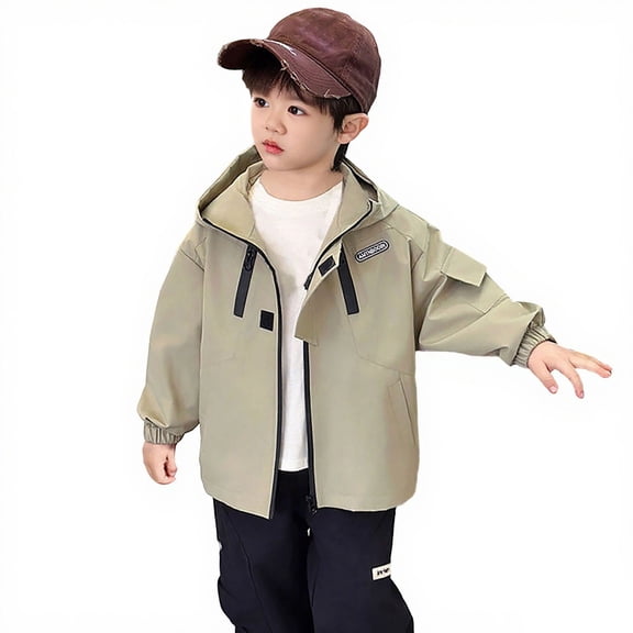 XXWXYD Toddler Rain Jacket Windbreaker Childrens Loose Trench Coat Solid Color Windbreaker Cool Casual Jacket Versatile Top Outerwear Play