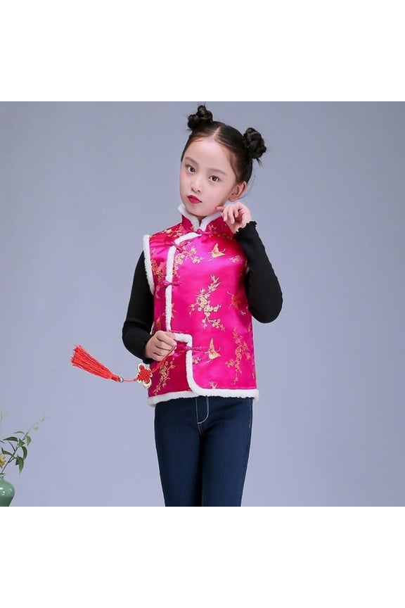 Toddler Sleeveless Vest Coat Traditional Tang Suit Tops Baby Chinese L𝗎nar New Year Outfit Festive Performance Jacket