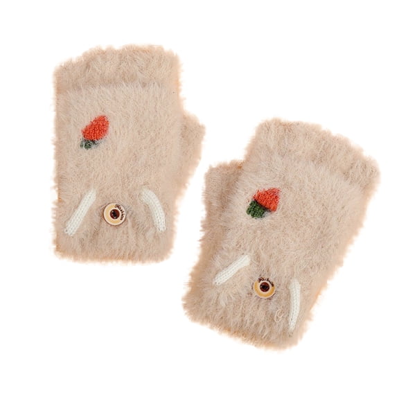 XXWXYD Toddler Soft Convertibl𝖾 𝖥lip Top Cartoon Gloves Mittens for Kids Baby Boys Girls Winter Warm Thermal Knit Fingerless Mitten Gloves Cozy Baby Children