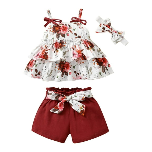 XXWXYD Toddler Sunflower Print 4PC Outfit Set, Sleeveless Vest   Shorts   Headband - Summer Beach Wear Outfit