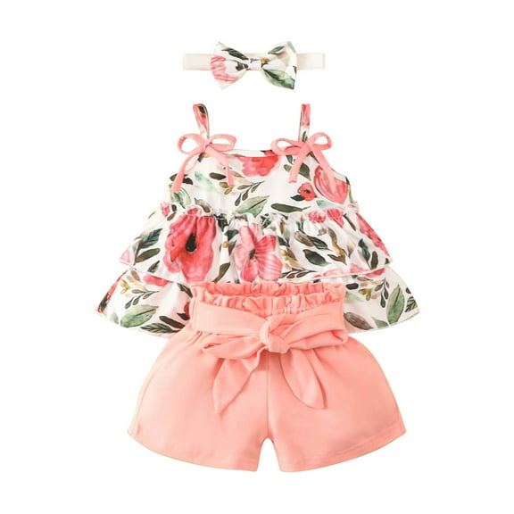 XXWXYD Toddler Sunflower Print 4PC Outfit Set, Sleeveless Vest   Shorts   Headband - Summer Beach Wear Outfit