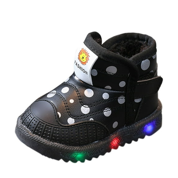 XXWXYD Toddler Warm Children Luminous Cotton Light Boots Led Baby Girls Boys Kids Shoes Winter Casual Shoes Cute Waterproof Outdoor Lining Non-Slip Warm Snow Boots(18-24 Months,Male)