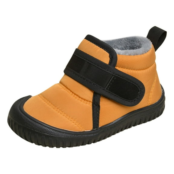 XXWXYD Toddlers Boots Winter Snow Boots Boys Girls Cold Weather Baby Shoes Hook Loop Thermal Lined Snow Boots for Simple Casual Non Slip Breathable Shoe(2-2.5 Years,Yellow)