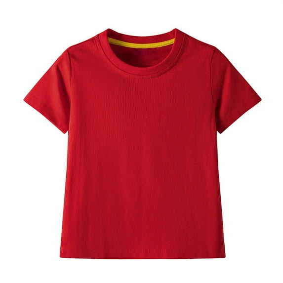 XXWXYD Unisex Baby Crew Neck Tee, Cotton Jersey Short Sleeve Solid Shirt, Basic Comfort Fit Toddler Top for Boy Girl Everyday