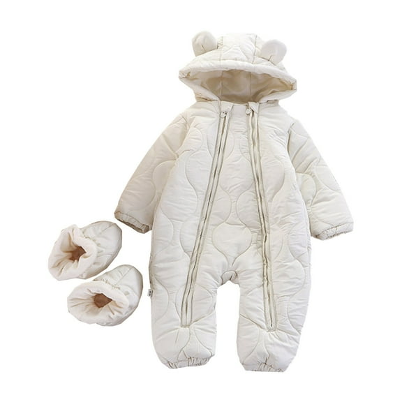 XXWXYD Unisex Baby Toddler Jumpsuit with Double Zipper Footed Coverall - Winter Thermal Hooded Crawling Outfit for Outdoor Activities