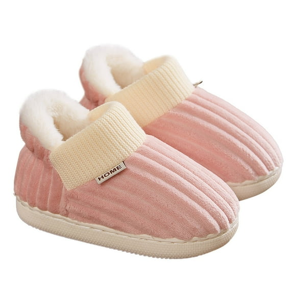 XXWXYD Unisex Cotton House Slippers | Winter Warm Fuzzy Lining | Anti-Skid Rubber Bottom for Kids Bedroom Lounge & Daycare
