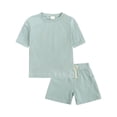thumbnail image 1 of XXWXYD Unisex Toddler Summer 2-Piece Set Cotton Short Sleeve Tee & Elastic Waist Shorts Casual Play Outfit for Boys Girls, 1 of 7