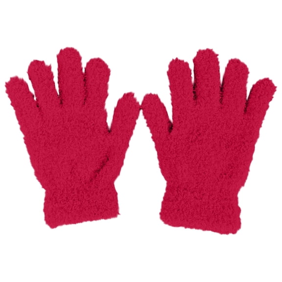 XXWXYD Velvet Knitted Full Finger Gloves Kids Children Boys Girls Soft Fuzzy Plush Winter Warm Thermal Insulated Cold Weather Snow Ski Snowboarding Outdoor Sports Play School Activities Gloves