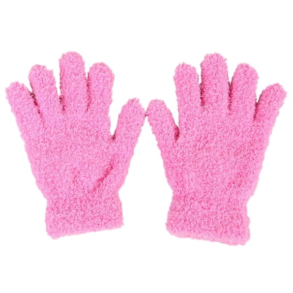 XXWXYD Velvet Knitted Full Finger Gloves Kids Children Boys Girls Soft Fuzzy Plush Winter Warm Thermal Insulated Cold Weather Snow Ski Snowboarding Outdoor Sports Play School Activities Gloves