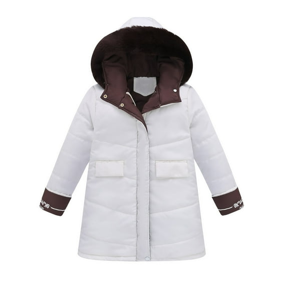 XXWXYD Winter Coats for Teen Girls Little Girls, Hooded Thicken Windproof Zipper Jacket, Warm Puffer Outwear for School Daily