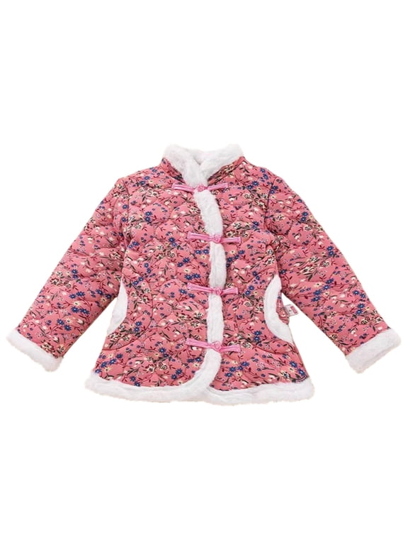 Toddler Girls Tang Suit Coat Quilted Embroidered Mandarin Collar Outerwear Traditional Festive Jacket Ideal For Baby Chinese New Year Holiday Celebrations And Family Outfits