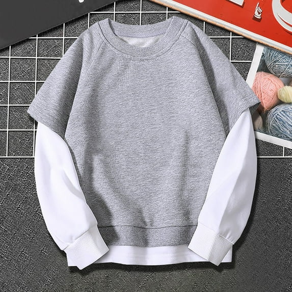 XXWXYD Youth Oversized Pullover Sweatshirt Loose Crew Neck Hoodie Boys Girls Long Sleeve Comfy Soft Cute Top Kids Casual Wear Comfort Clothes