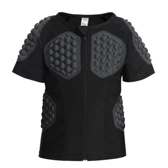 XXWXYD Youth Sports Chest Protector Shirt Impact Resistant Training Gear Breathable Elastic Protective Vest for Soccer Basketball Goalkeeper & Martial Arts Practice (9-10 Years,Black)