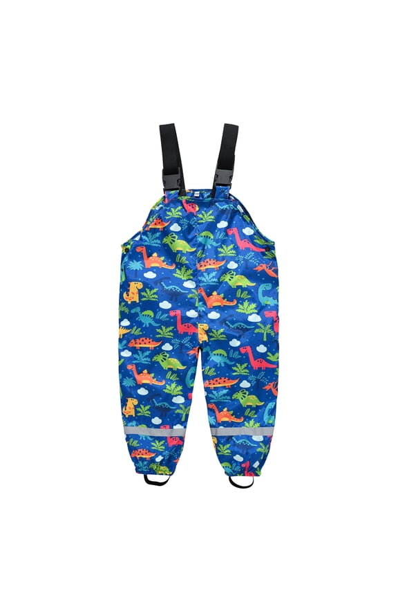 𝖶aterproof Rain Bib Pants for Toddlers Boys Girls Lightweight Overalls Rain Trousers Mud Pants Rainwear Reflective Puddle Splashing Garden Play