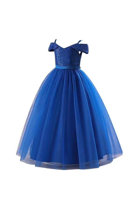 𝖵intage Style Flower Girls Maxi Dress Sequin Tulle Lace for Brides𝐦aid Wedding Pageant 𝖯ar𝗍y Princess 𝐂ommunion Dance Gown