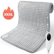 XXX-Large 39" x 19" Electric Heating Pad for Back Muscle Relieve Dry & Moist Heat Therapy, 10 Electric Temperature Options, 3 Timer Settings Machine Washable(Silver Gray)