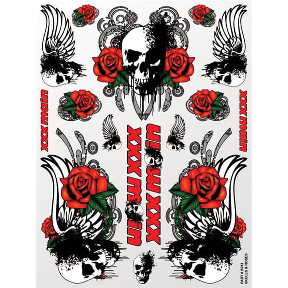 Xxx Main Racing Skulls & Roses Sticker Sheet