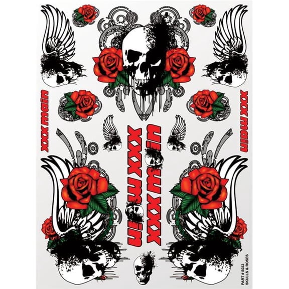 Xxx Main Racing Skulls & Roses Sticker Sheet