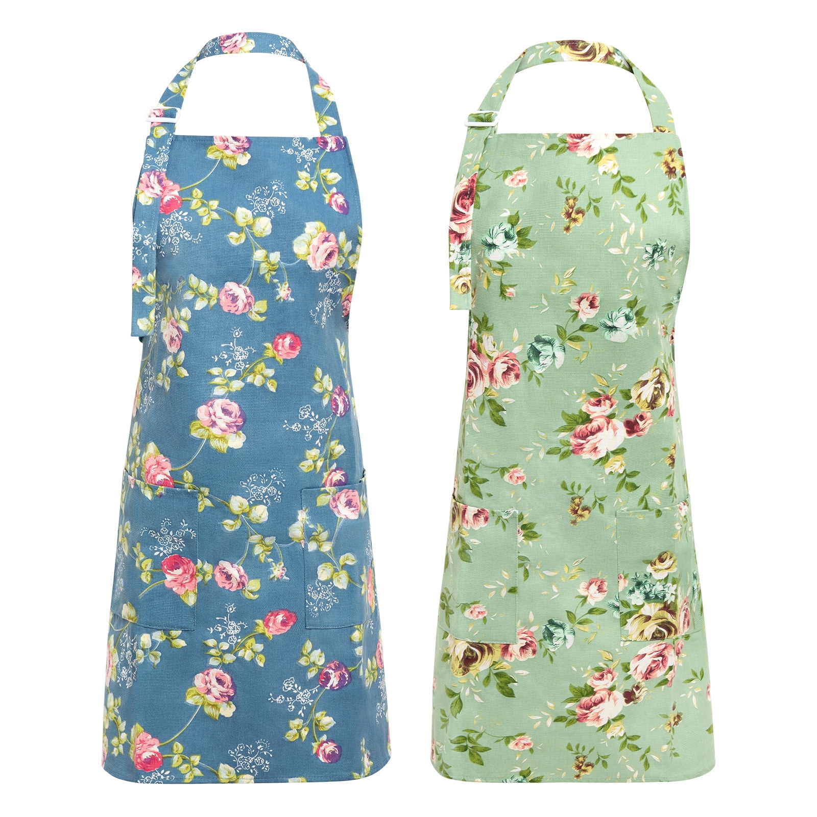 XXXFLOWER Women's Apron with Pockets, Rose Floral Design, for Kitchen ...