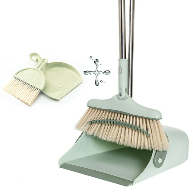 XXXFLOWER Broom and Dustpan Set with Long Handle,Light Weight Stainless Steel Poles for Home
