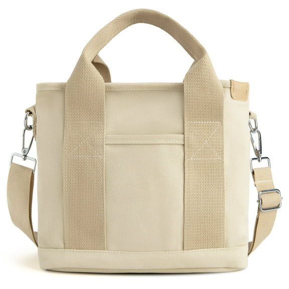 XXXFLOWER Small Canvas Tote Bag with Zipper and Compartments Cute Crossbody Bags for Women Trendy Shoulder Bag for Work Beach Travel