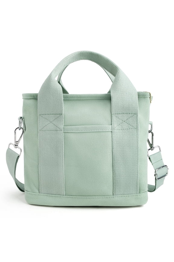 Small Canvas Tote Bag with Zipper and Compartments Cute Crossbody Bags for Women Trendy Shoulder Bag for Work Beach Travel