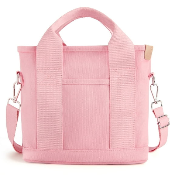 XXXFLOWER Small Canvas Tote Bag with Zipper and Compartments Cute Crossbody Bags for Women Trendy Shoulder Bag for Work Beach Travel