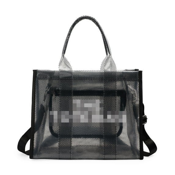 XXXFLOWER Clear Tote Bag for Women - PVC The Tote Bag Crossbody Bags Zipper Closure for Stadium, Travel, Beach(Black)