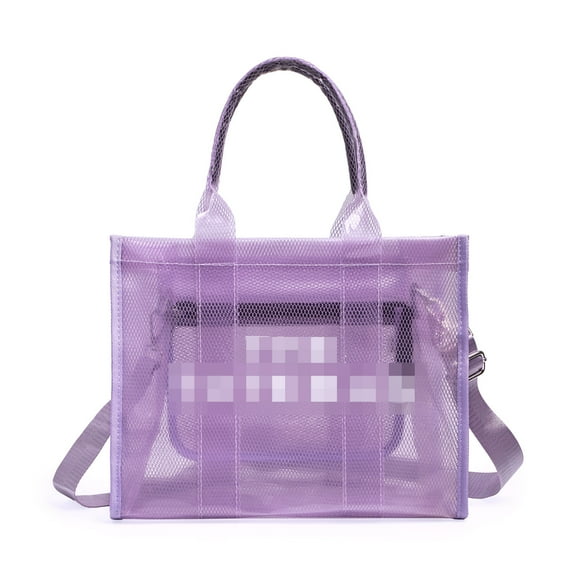 XXXFLOWER Clear Tote Bag for Women - PVC The Tote Bag Crossbody Bags Zipper Closure for Stadium, Travel, Beach(Purple)