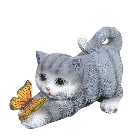 XXXFLOWER Garden Cat Statue Outdoor Decorations, Solar Garden Figurines Cat Decor