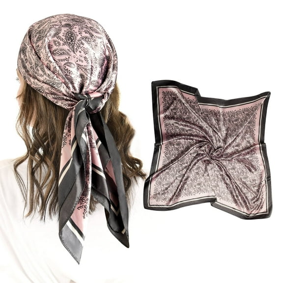XXXFLOWER Square Satin Head Scarf for Women's Hair Beach Bandanas Large Headbands 35" Boho Headwear Pink