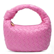 XXXFLOWER Woven Handbags for Women - Soft PU Leather Clutch Bag Designer Ladies Hobo Bag, Handmade Fashion Casual Dumpling Bag