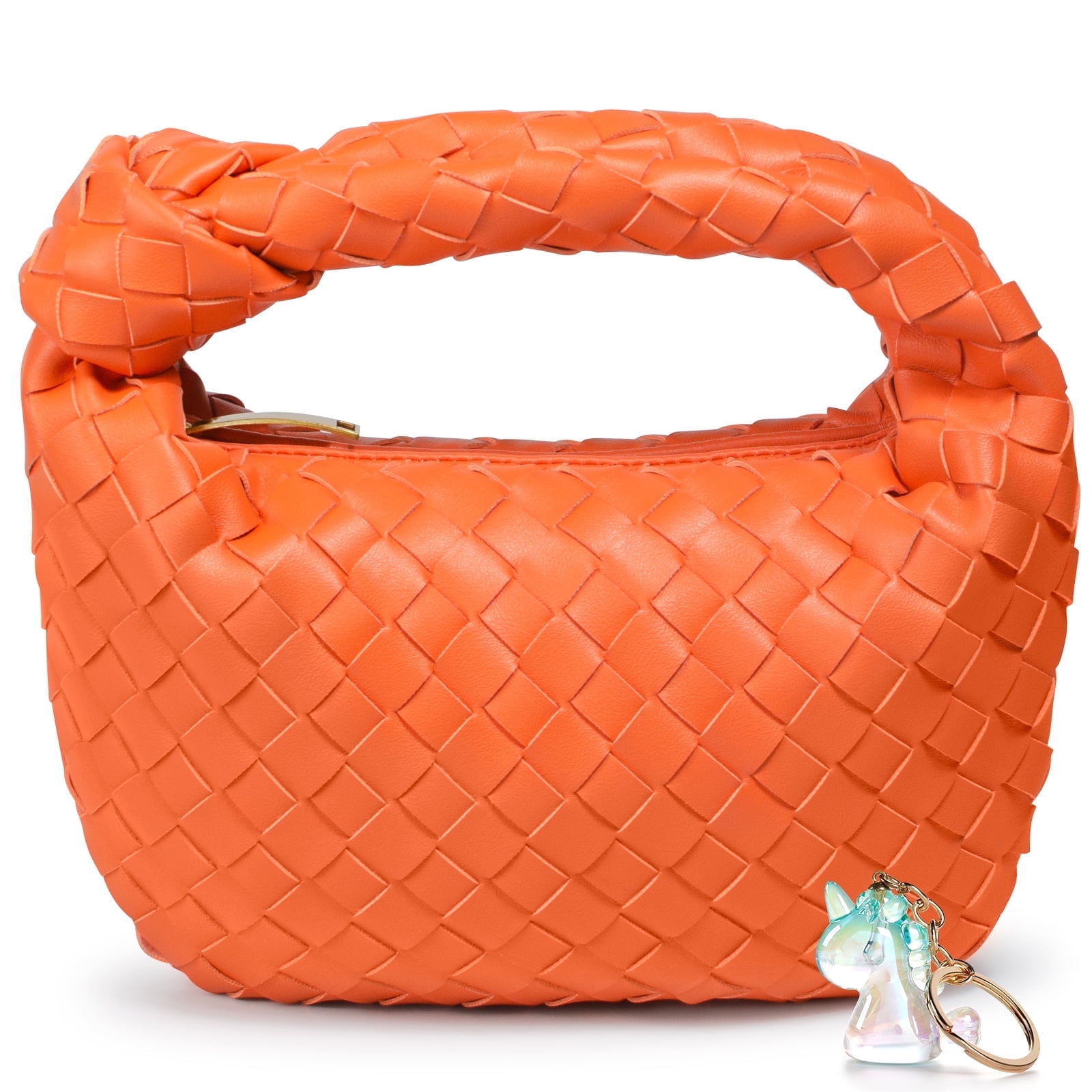 XXXFLOWER Woven Handbags for Women - Soft PU Leather Clutch Bag Designer Ladies Hobo Bag, Handmade Fashion Casual Dumpling Bag