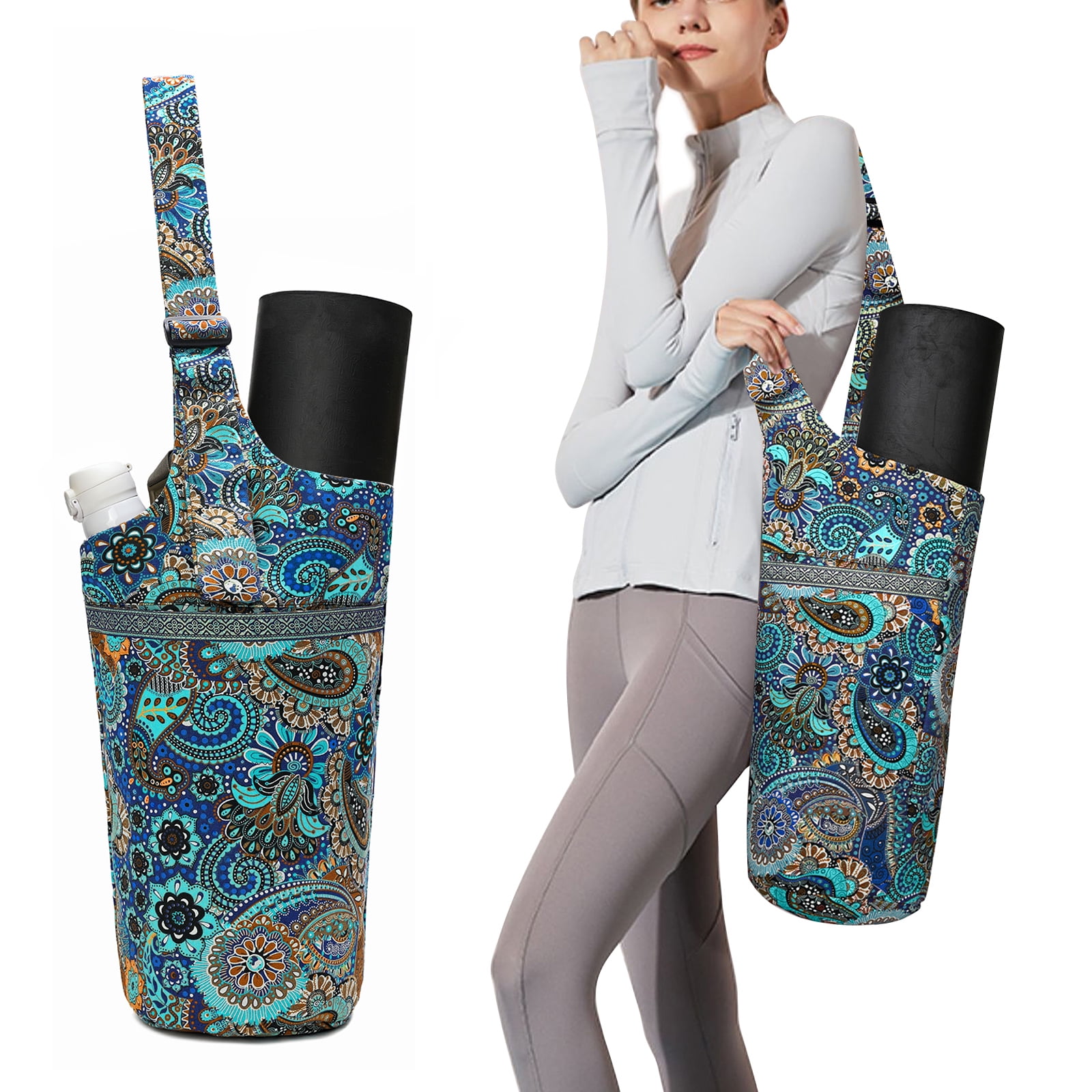 XXXFLOWER Yoga Mat Bag Adjustable Shoulder Strap with Large Size Pocket and  Zipper Pocket, Pink