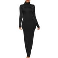 thumbnail image 1 of XXXITICAT Women's High Neck Maxi Gown Dress Long Sleeve Turtleneck Floor Length Slim Plain Basic Oversized Bodycon Dresses(BL,S), 1 of 4