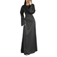 thumbnail image 1 of XXXITICAT Women's Satin Long Sleeve Round Neck Back Lace Up Maxi Dress(BL,M), 1 of 4