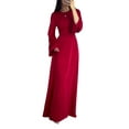 thumbnail image 1 of XXXITICAT Women's Satin Long Sleeve Round Neck Back Lace Up Maxi Dress(RE,2XL), 1 of 4