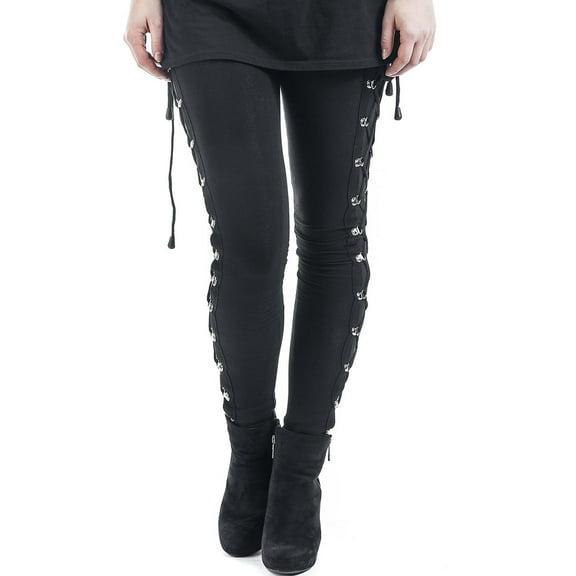 XXXITICAT Women's Sexy Black Side Lacing Pants Long Bodycon High Waist Bandage Leggings(BL,S)