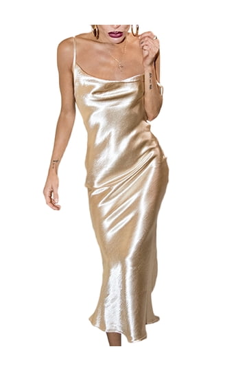 slim fit dress slacks Long Gold Satin Off Shoulder Mermaid Bridesmaid Dresses main image 0