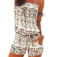 thumbnail image 1 of XXXITICAT Women's Strapless Off-Shoulder Short Overall Sexy Summer Beach Print Jumpsuits(KH,L), 1 of 3