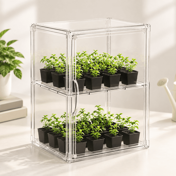 XXXL-1Pack Clear Display Case Super Large Stackable Storage Box with Compartment Divider