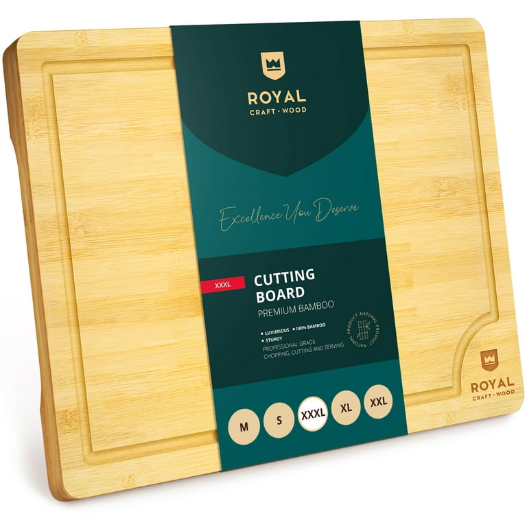 Carving Cutting Board, Large Turkey Bamboo Board with Juice Groove