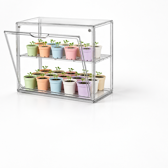 XXXL-H-1Pack Large Display Case For Collectibles With Divider 16.97 x 12.99 x 2.83 in