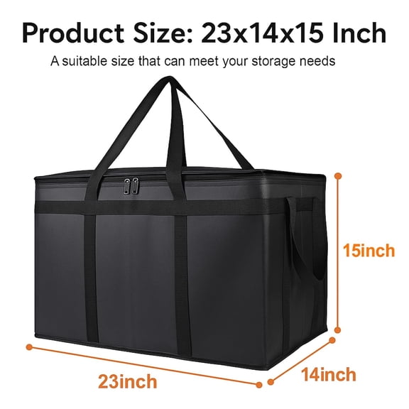 XXXL Insulated Delivery Bags 3 Count – Thermal Hot & Cold Food Carriers for Pizza, Catering & Grocery – Durable, Styrofoam Lined for DoorDash, Travel & Car Use