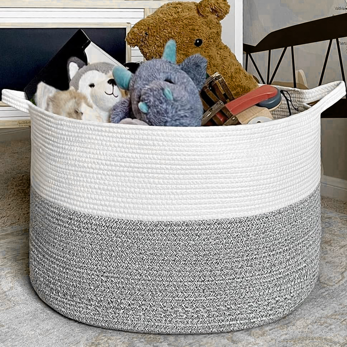XXXL Large Cotton Rope Basket 21.7 x13.8 Cotton Rope Basket Woven Storage Basket Large Basket Blanket Basket Living Room Toy Basket Pillow Basket Walmart