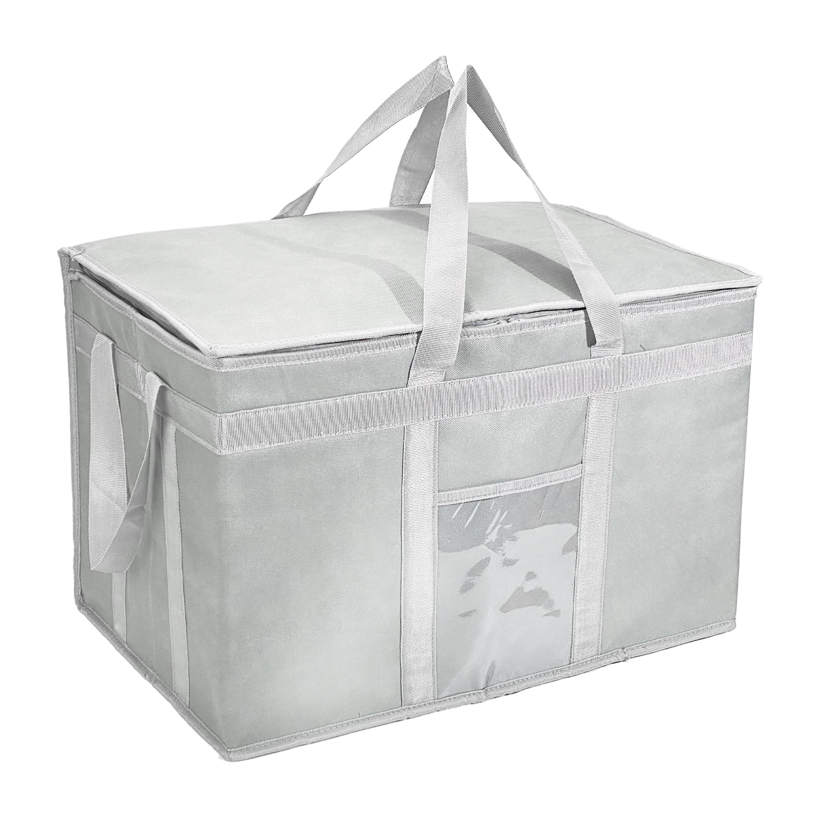 Yongzhenlite Adult Extra Large Non-Woven Shopping Bag with Zipper Closure, Reusable Grocery Shopping Bags Keep Food Hot or Cold,Ideal for Catering,Grocery Transport,Gray,1 Piece