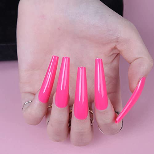 XXXL Press on Nails, Rosy Finch Stick on Nails XXL Extra Long Coffin