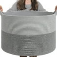 thumbnail image 1 of XXXLarge Cotton Rope Basket 21.7" x 21.7" x 13.8" Woven Baby Laundry Blanket Basket Toy Baskets with Handle Storage Comforter Cushions Thread Laundry Hamper, 1 of 6